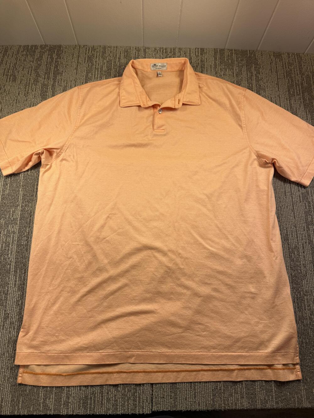 Peter Millar Polo Shirt Mens 2XL Orange Nanolux Cotton Golf Casual Short Sleeve